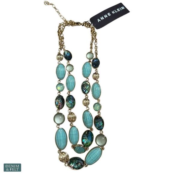 Anne Klein Gold-Tone Mixed Stone Layered Collar Necklace 16” + 3” Extender NEW - Picture 10 of 16